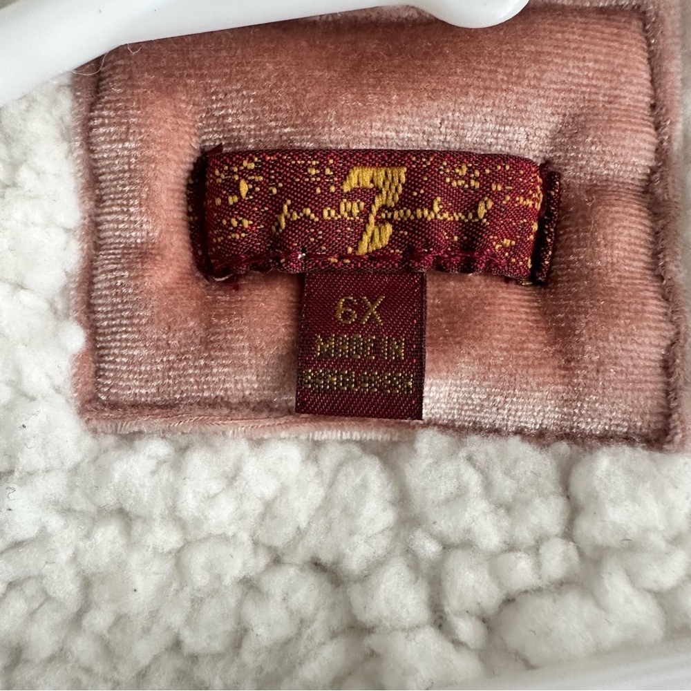 7 For All Mankind Girls 6x velour pink Sherpa lined vest zip up fall layer cute - Picture 7 of 9